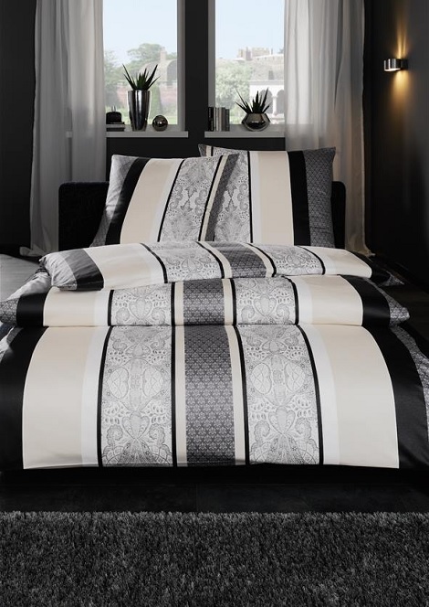 Estella dekbedovertrek jersey grijs zwart wit beige 140x260cm. sloop